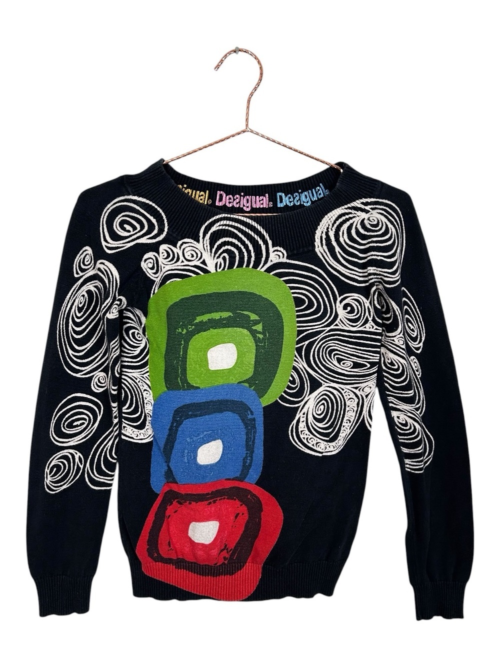 Desigual Black Graphic Knit Sweater